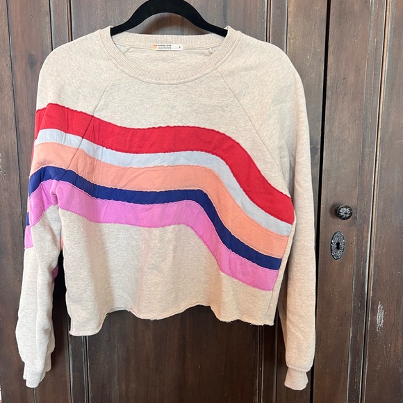 Marine Layer Tops - Marine Layer Cream Wavy Stripe Sweatshirt